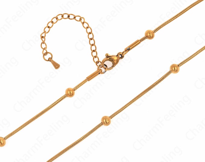 Beaded Necklace Dainty Chain Necklace,Gold Necklace, Layered Necklace,Stainless Steel Chain Classic Chain Necklace 37+6cm