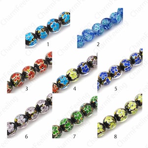 Murano Glass Beads, Glass Flower Spacer Beads, Smooth Ball Beads, Spherical Spacer Beads, Spherical Beads,DIY Jewelry Supplies, 8/10/12/14mm