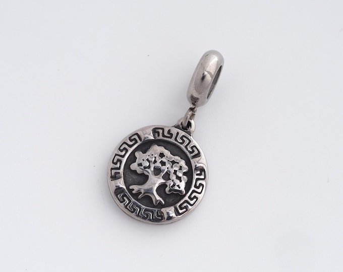 Stainless Steel Tree of Life Pendant,Tree Charms,Round Charm, DIY Jewelry Supplies, 28.5x15x2.7mm