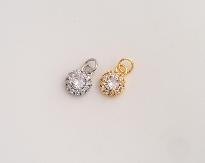 CZ Round Pendant,Round Pendant,18K Gold Filled Round Charm,DIY Jewelry Accessories,14.5x8x3.5mm