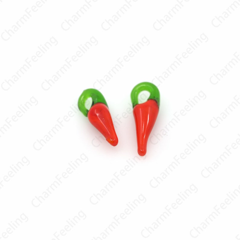 50 pcs Pendentif Chili, Chili Charm, Pendentif en verre déclairage, Bijoux en verre de Murano, Collier Chili, Fournitures de bijoux de bricolage, 15x3mm image 7