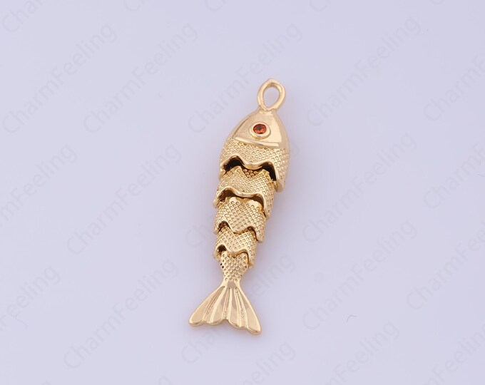 Fish Jewelry,Dainty Fish Necklace,Tropical Fish Pendant,18K Gold Filled Fish Pendant,Marine Life Jewelry,34x8.5x5.5mm