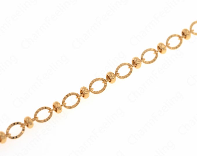 1 Meter,18K Gold Filled Round Twisted Chain, Exquisite Chain Necklace, Welded Chain, Gold-Plated Discovery, 6x4.3x0.4mm