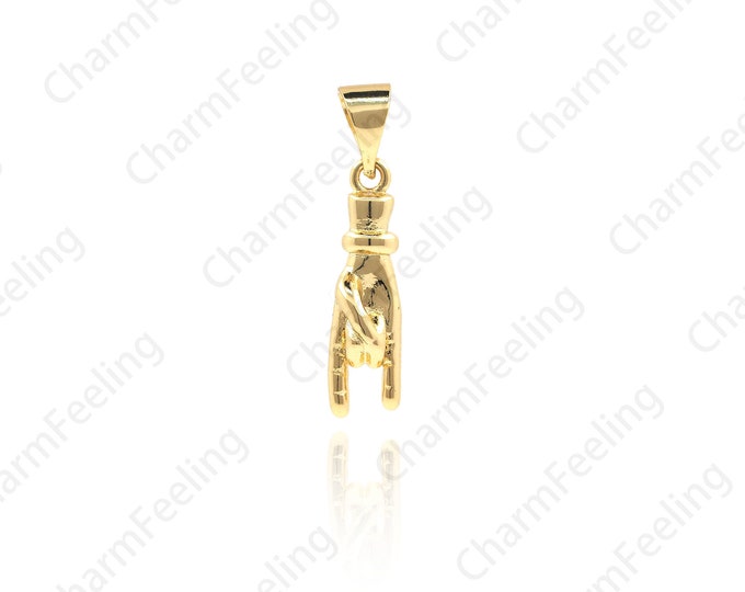 Rock Gesture Pendant, Gesture Pendant, Rock Charm, Metal rock Gesture Necklace, Gesture Discovery 22.9x5x3.9mm 1pcs