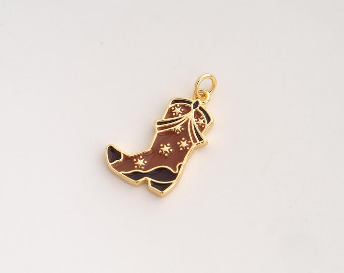 Enamel Knight Boot Pendant,Knight Boot Pendant,18K Gold Filled Knight Boot Charm,DIY Jewelry Accessories,25.2x15x2.5mm