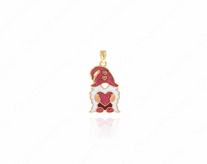 Enamel Dwarf Pendant,18K Gold Filled Dwarf Necklace,Fairytale Necklace,DIY Jewelry Accessories 26x13x1.8mm
