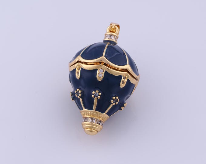Enamel Hot Air Balloon Charm, 18K Gold Filled Hot Air Balloon Pendant,Hot Air Balloon Charm, DIY Jewelry Supplies, 41.8x23.6x23.6mm