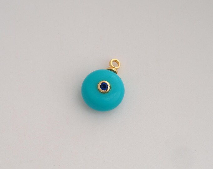 Natural Stone Pendant,Energy Stone Pendant,18K Gold Filled Round Charm,DIY Jewelry Accessories,13.7x9.8x5.7mm