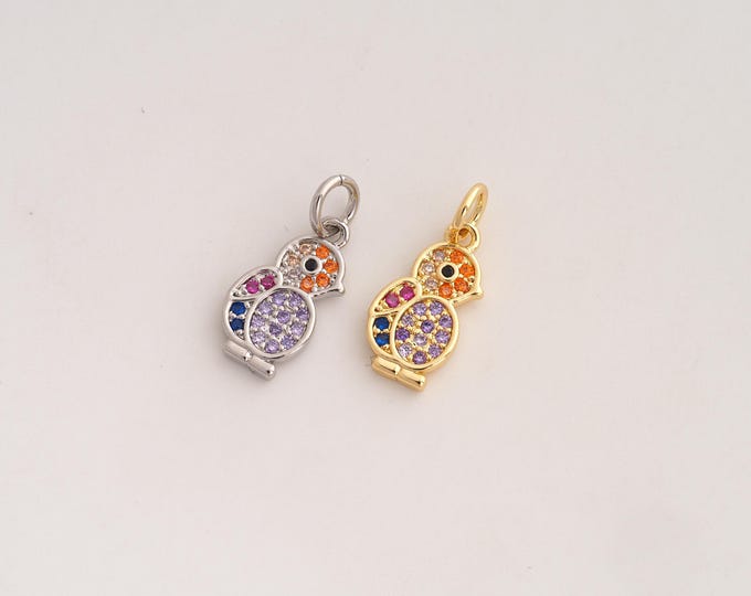 CZ Penguin Pendant,Animal Pendant,18K Gold Filled Penguin Charm,DIY Jewelry Accessories,17.8x7.6x1.8mm