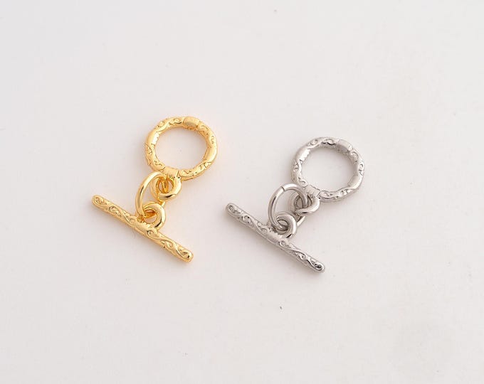 5 pcs OT Clasp, Round Toggle Clasp, 18K Gold Filled OT Clasp, DIY Jewelry Making Supplies, O:0.8x1.5mm T：12.7x1.6mm