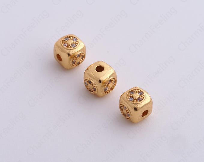 Gold Square Spacer Beads, 18K Gold Filled Tube Beads,Dainty Square Bracelet Necklace Spacer Beads, DIY Jewelry Supplies,6.5x6mm