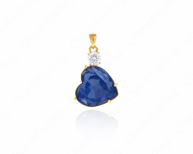 Micropavé CZ Love Necklace, 18K Gold Filled Crystal Heart Pendant, Crystal Charm, Love Charm, DIY Jewelry Accessories,32.5x20x9.5mm