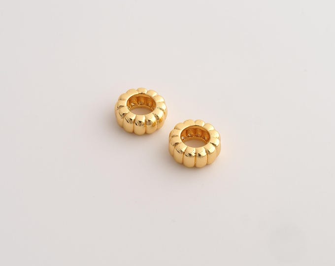 18K Gold Filled Round Spacer Beads,Large Hole Beads,Tube Beads,DIY Jewelry Supplies,9.6x4mm Hole 5.6mm