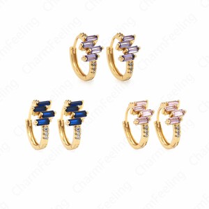 1 Pair,18K Gold Filled Simple Earrings,Gold Earrings Charm, Micropave CZ Square Earrings,Geometric Earrings, Gift for Her 17x14.6x7.8mm