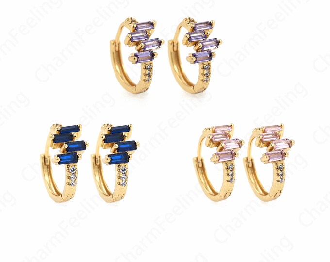 1 Pair,18K Gold Filled Simple Earrings,Gold Earrings Charm, Micropave CZ Square Earrings,Geometric Earrings, Gift for Her 17x14.6x7.8mm