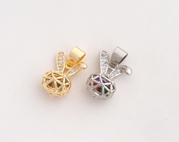 CZ Rabbit Pendant,Animal Pendant,18K Gold Filled Rabbit Charm,DIY Jewelry Accessories,20.4x12.5x8.5mm