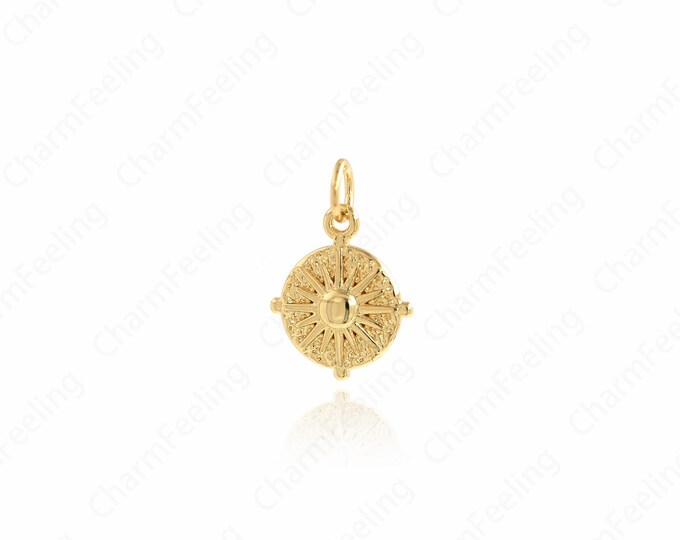 Round Sun Pendant,Sunshine Necklace, 18K Gold Filled Sun Pendant, Sun Charm, DIY Jewelry Accessories, 17.5x11.6x2.2mm