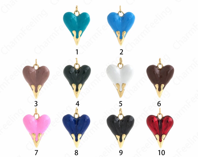 Enamel Heart Pendant, Heart Charm,Dainty Heart Charm, Heart Necklace, Enamel Charm, DIY Jewelry Making Accessories,28.5x19.5x8.7mm