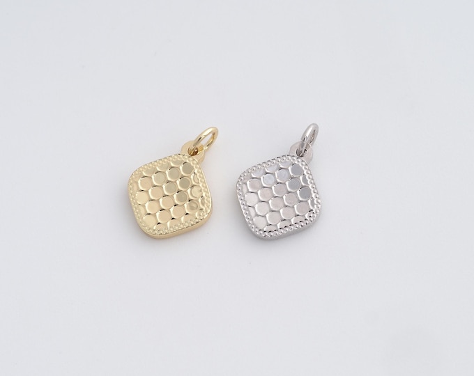 18K Gold Filled Square Necklace,Rectangle Charm,Suitable For DIY Jewelry Making Accessories,14x9.5x1.7mm