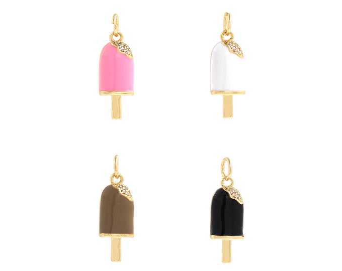 Ice Cream Pendant,18K Gold Filled Ice Cream Pendant,Ice Cream Necklace,Ice Cream Jewelry, Summer Charm, DIY Jewelry Accessories 22x7.4x3.5mm