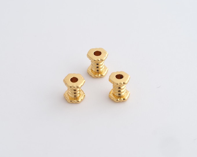 10 pcs Gold Tube Spacer Beads, 18K Gold Filled Round Beads,Dainty Round Bracelet Necklace Spacer Beads, DIY Jewelry Supplies,5.5x4.3mm