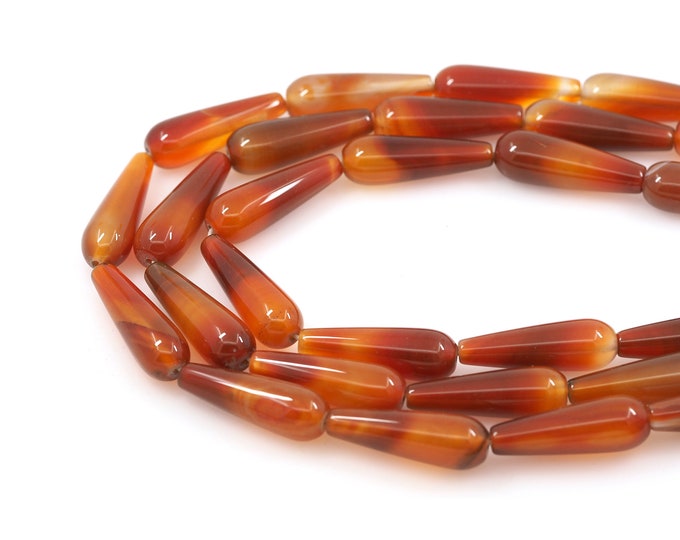 Red Agate Teardrop, Natural Gemstone Teardrop Chain, Teardrop Shaped Gemstone Chain, Gemstone Necklace, DIY Bracelet Accessory, 10x30mm