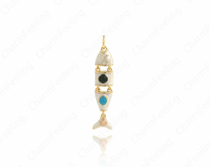 Enamel Fish Jewelry, Dainty Fish Necklace, Tropical Fish Pendant,18K Gold Filled Fish Pendant,Marine Life Jewelry, 35.5x7x4.3mm