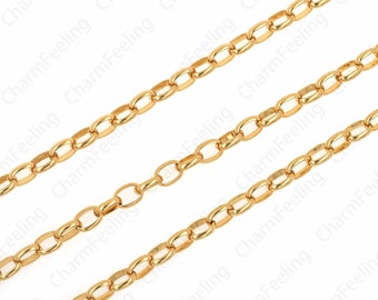 1 meter 18K Gold Filled Oval welded chain, brass chain, jewelry chain, DIY bracelet/necklace jewelry making supplies 3mm