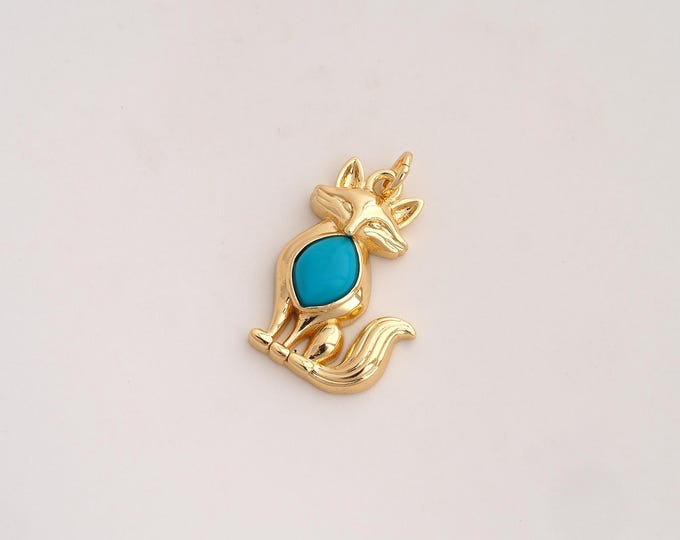 Fox Pendant,Animal Pendant,18K Gold Filled Fox Charm,DIY Jewelry Accessories,24.8x15.6x4.7mm