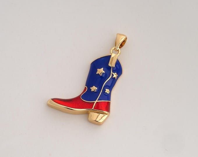 Enamel Knight Boot Pendant,Knight Boot Pendant,18K Gold Filled Knight Boot Charm,DIY Jewelry Accessories,30.8x20x4.2mm