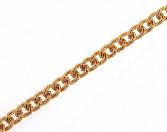 1 meter Curb Chain, 18K Gold Filled Semi-Finished Chain,Bulk Curb Chain, Unfinished Curb Chain, For Necklace And Bracelet Parts 9x6.8x3mm