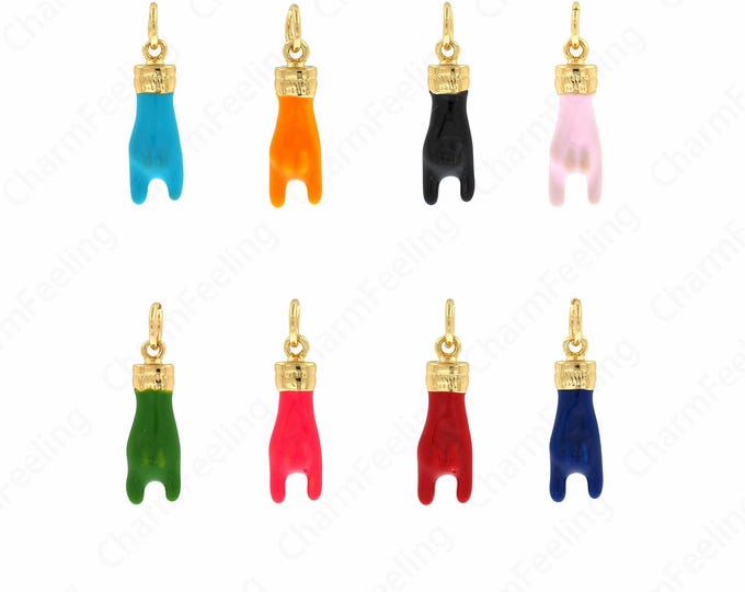 Rock Gesture Pendant,Enamel Charms,18K Gold Filled Gesture Charm,Rock Charm,Sign Language Charm, DIY Jewelry Making Accessories 21x5.5x4mm