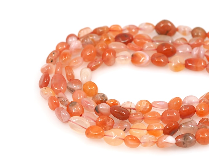 Jewelry Supplier, Natural Stone Beads, Orange Gemstone Beads, Orange Natural Stone Necklace, DIY Bracelet Necklace Accessories, 8x10mm