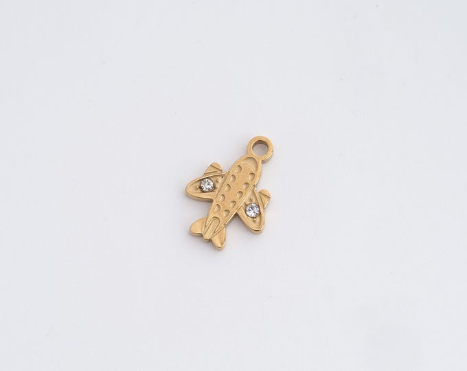 Airplane Charms,Dainty Flyings Charm, 18K Gold Filled Airplane Pendant,DIY Jewelry Accessories 12.3x8.7x1.7mm