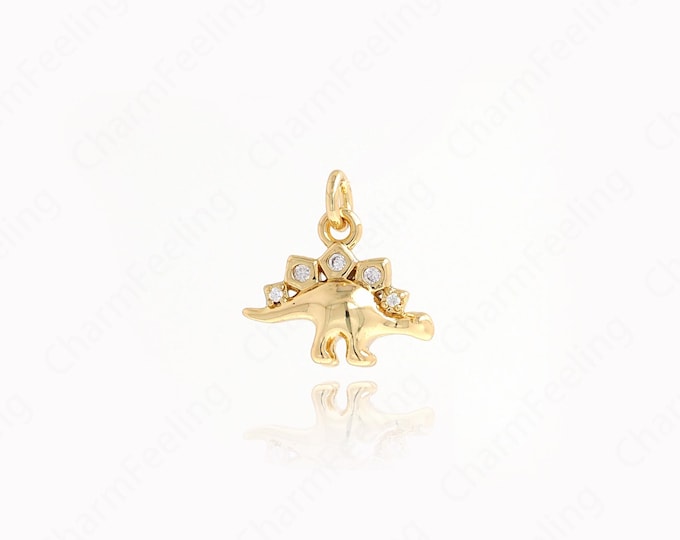 Gold Animal Pendant,Jurassic Charm,18K Gold Filled Animal Necklace DIY Jewelry Making Accessories 12.6x12.6x4.2mm