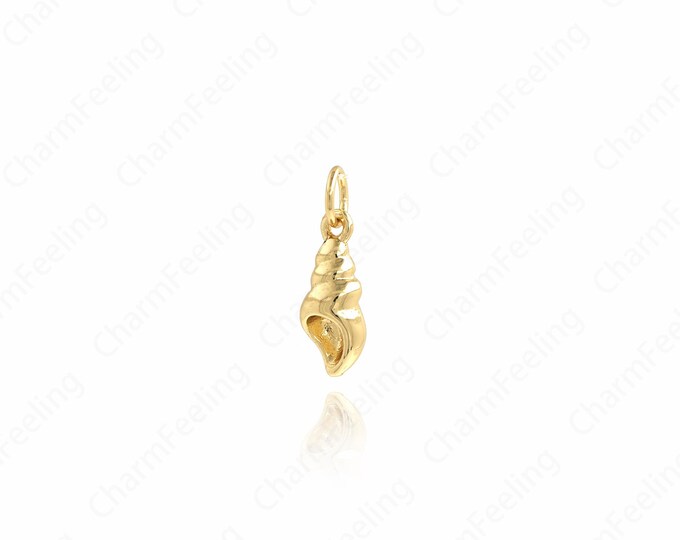Shell Pendant, Beach Charm, 18K Gold Filled Beach Necklace, Shell Necklace, Shell Charm, DIY Jewelry Supplies, 17x5.4x4.6mm