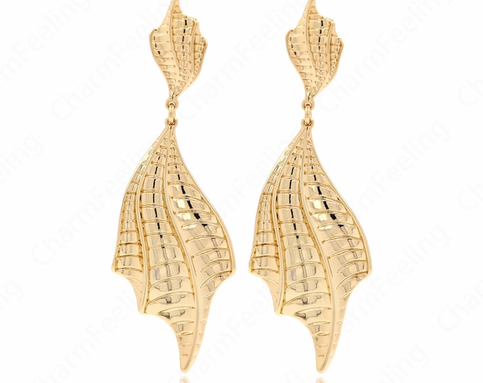 18K Gold Filled Chain Stud Earrings, Wings Earrings, Chain Earrings, Wings Charm, Micro Pave CZ Angel Earrings, Gift For Her, 82x27x3mmmm