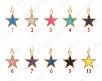 18K Gold Filled Tiny Enamel Star Charms Colorful Stars Enamel over Gold Base Celestial Jewelry Supplies  22x15.5x2mm