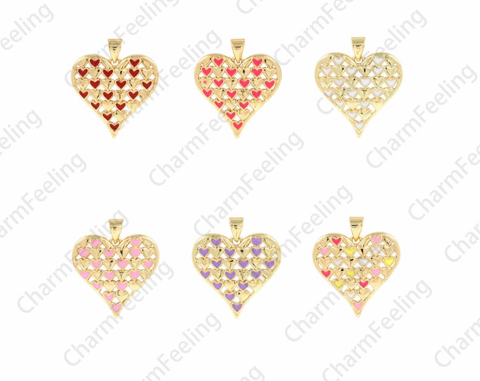 Enamel Heart Charm, Enamel Love Pendant, Heart Charm,Heart Necklace, Enamel Charm, DIY Jewelry Making Accessories 22x25x3mm 1pcs