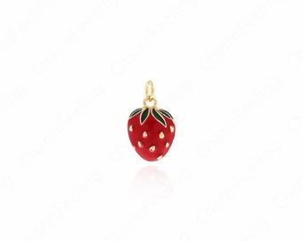 Strawberry Pendant,18K Gold Filled Fruit Necklace,Strawberry Necklace,Fruit Jewelry,Strawberry Charm,DIY Jewelry Accessories 18.5x11x4.2mm