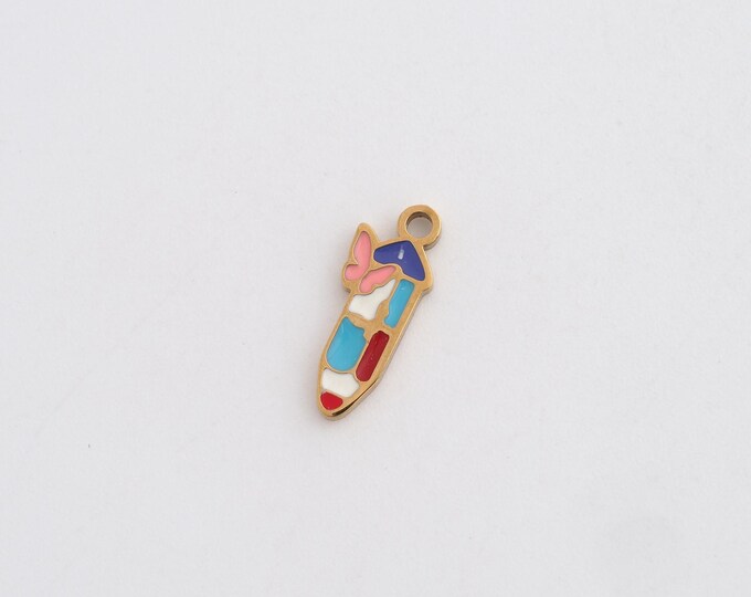 Enamel Pen Charms,Dainty Pen Charm, 18K Gold Filled Pen Pendant,DIY Jewelry Accessories 14x5.5x1mm