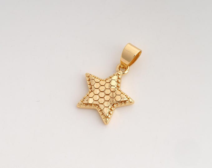 Star Pendant,Celestial Pendant,18K Gold Filled Starburst Charm,DIY Jewelry Accessories,23.3x15.5x2.8mm