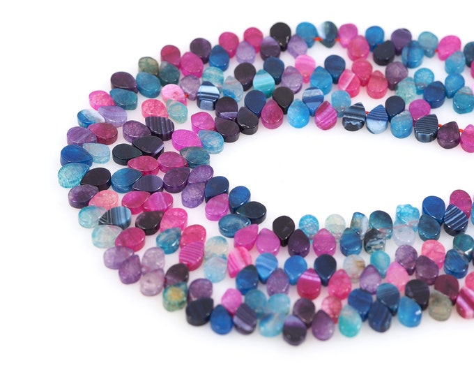 Colorful Teardrop Gemstone Beads, Drop-Shaped Colorful Natural Stone Chain, Gemstone Necklace, DIY Bracelet Necklace Accessories, 6x8mm