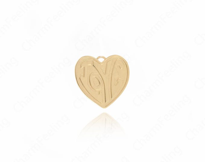 Gold Heart Pendant,Dainty Love Necklace,18K Gold Filled Heart Charm, Love Charm, DIY Jewelry Accessories, 38x40x1.5mm