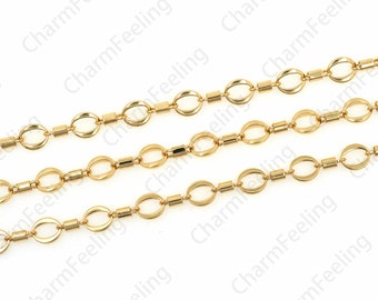 Paper Clip Chain, Rectangular Link Chain, 18K Gold Filled Bracelet Necklace Accessories, O-Shaped Chain, Rectangle Chain