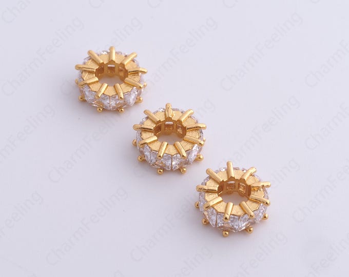 Gold Round Spacer Beads, 18K Gold Filled Flat Beads,Dainty Round Bracelet Necklace Spacer Beads, DIY Jewelry Supplies,10.5x4.2mm