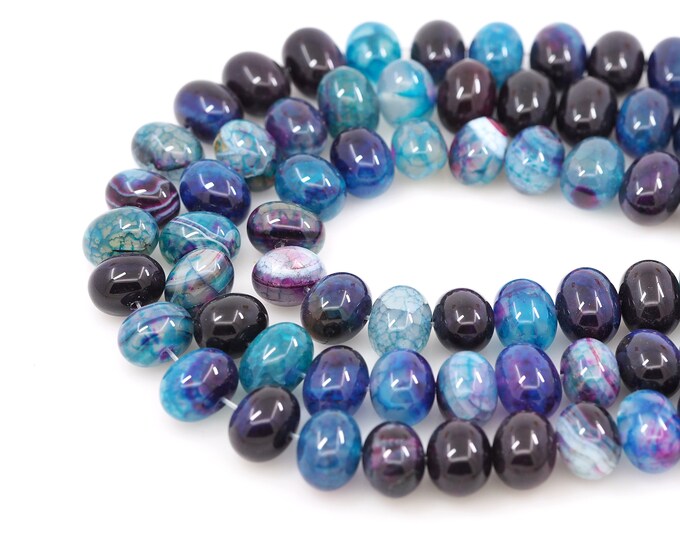 Blue Apatite Egg-Shaped Natural Stone Chain, Blue Oval Gemstone Beads, Gemstone Necklace, DIY Bracelet Necklace Accessories, 13x18mm