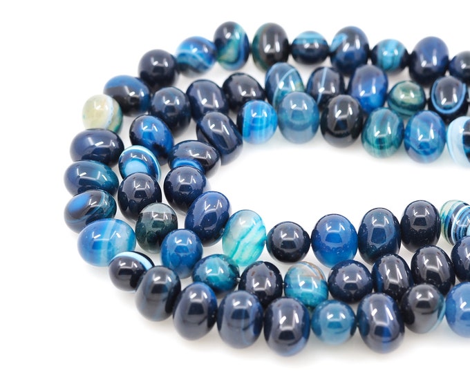 Gemstone Necklace, Blue Apatite Egg-Shaped Natural Stone Chain, Blue Oval Gemstone Beads, DIY Bracelet Necklace Accessories, 13x18mm