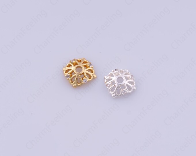 18K Gold Filled Flower Bead Caps,Pearl Caps,Round Bead Caps,Flower Caps,Spacer Jewelry, Brass Caps, DIY Gold Jewelry Making,8.7x2.8mm