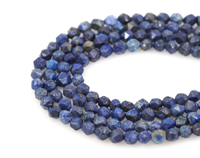 Faceted Gem Chain, Lapis Lazuli Beads, Natural Stone Necklace, Lapis Beads, Jewelry Supplier, DIY Bracelet Necklace Accessories, 8mm